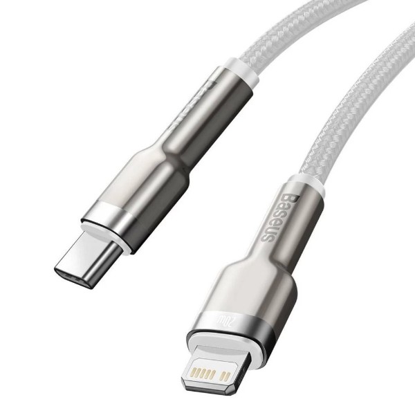 Фото - Кабель Baseus Cafule Metal USB-C-Lightning 1m White (CATLJK-A02)