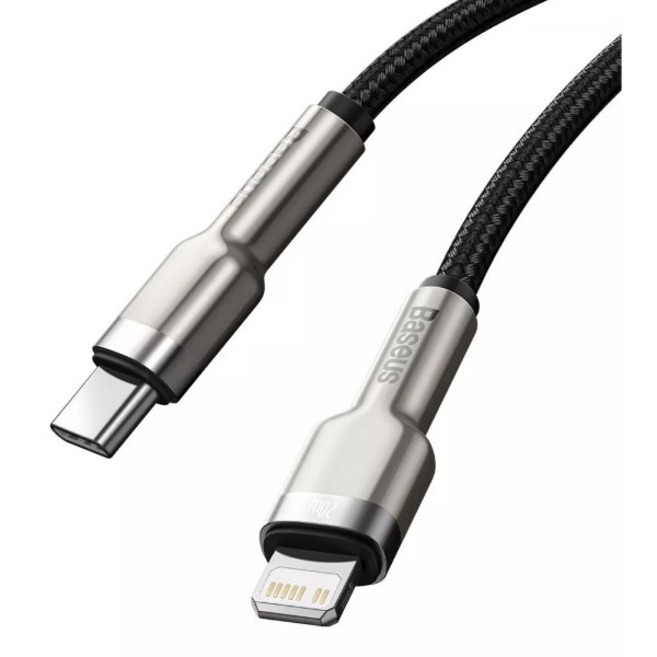 Фото - Кабель Baseus Cafule Metal Type-C to Lightning PD 20W 0.25m (CATLJK-01)
