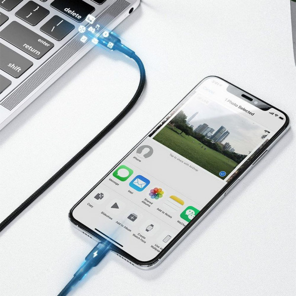 Фото - Кабель Baseus Cafule Type-C to іP PD 20W 1m Gray-Black (CATLKLF-G1)