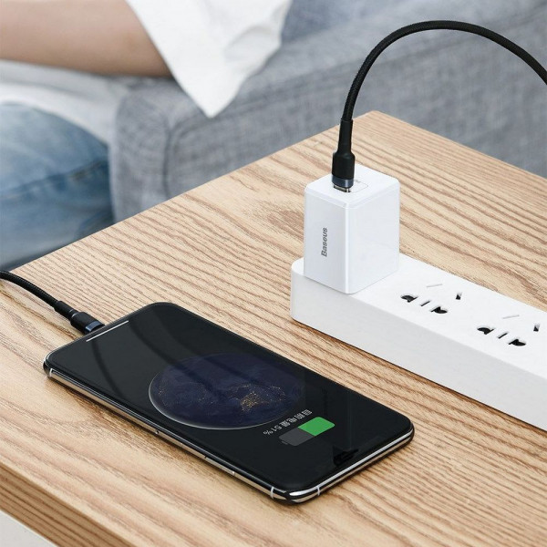 Фото - Кабель Baseus Cafule Type-C to іP PD 20W 1m Gray-Black (CATLKLF-G1)