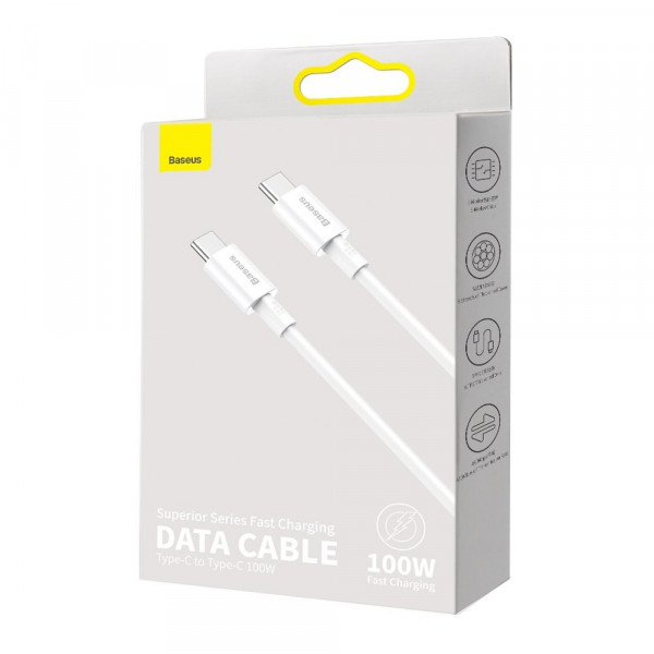 Фото - Кабель синхронізації даних Baseus Superior Series Fast Charging Data Cable Type-C to Type-C 100W 2m White (CATYS-C02)