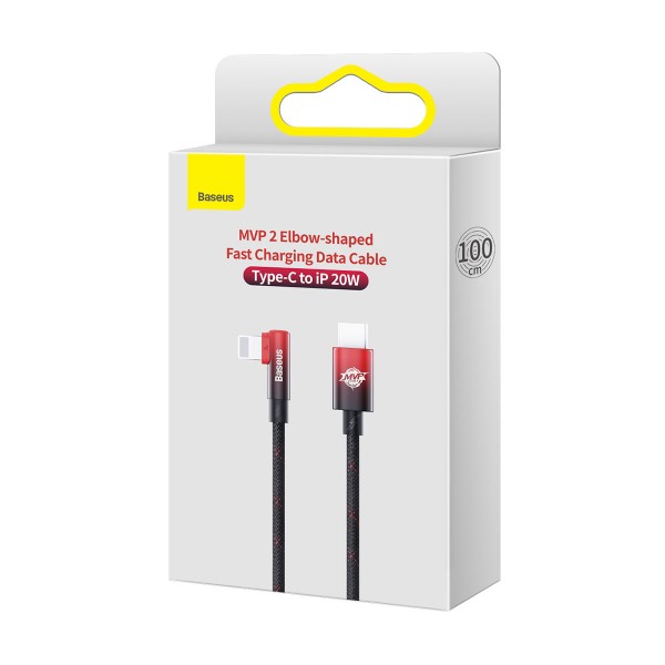 Фото - Кабель Baseus MVP 2 Elbow-shaped Fast Charging Data Cable Type-C to iP 20W 1m Black/Red (CAVP000220)