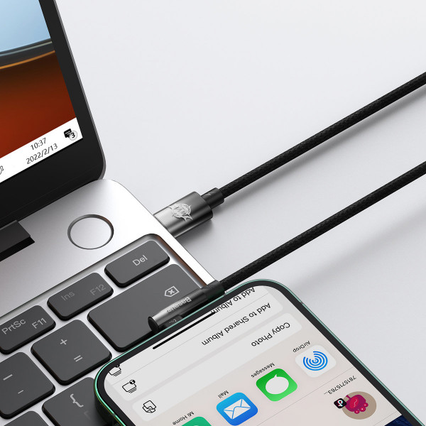Фото - Кабель синхронизации данных Baseus MVP 2 Elbow-shaped Fast Charging Data Cable Type-C to iP 20W 2m Black (CAVP000301)