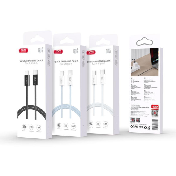 Фото - Кабель синхронізації даних XO iP15 type-c to type-c charging cable 60W white (CB-Q73CC)