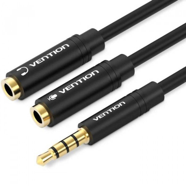 Фото - Переходник аудио Vention Jack 3.5mm 4pin M -> 2x3.5mm F Black (BBVBY) Фото - Переходник аудио Vention Jack 3.5mm 4pin M -> 2x3.5mm F Black (BBVBY)