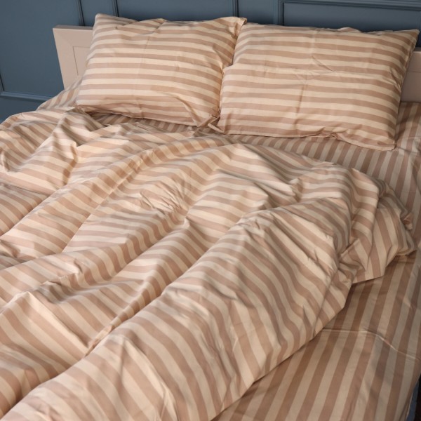 Фото - Комплект постельного белья MirSon Бязь 17-0610 Stripe Light Brown 175х210 см (2200008199128)