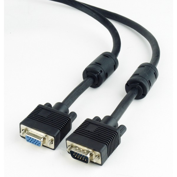 Фото - Кабель Cablexpert VGA-VGA (M/F), HD15 с 2-мя фер. кольцами1.8m Black (CC-PPVGAX-6B)