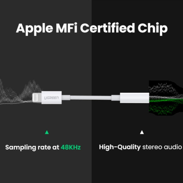 Фото - Перехідник аудіо UGREEN Lightning to 3.5 mm US212 (30759)