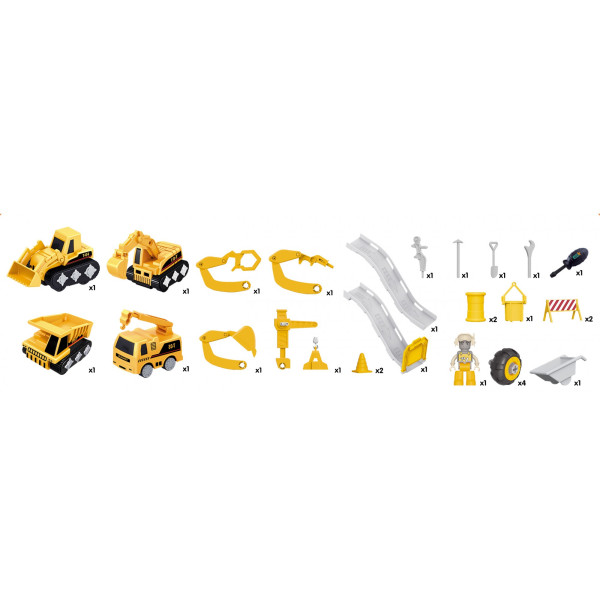 Фото - Пластиковий конструктор lebx toys Набір гірка - ескаватор з машинками (269-59)