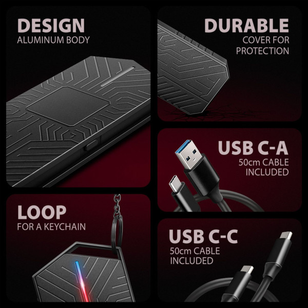 Фото - Внешний карман AXAGON USB-C 10Gbps - M.2 NVMe & SATA SSD GAME M.2 box (EEM2-GAM)