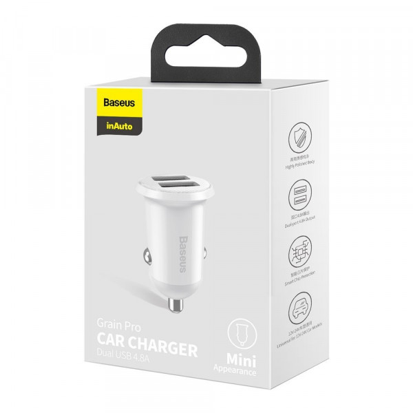 Фото - Автомобільний зарядний пристрій Baseus Grain Pro 4.8A 2USB (CCALLP-02)