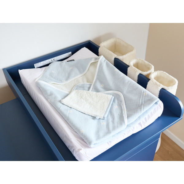 Фото - Рушник-куточок бамбукове дитяче Childhome 80x80 Flower Blue (CCBCMBF)