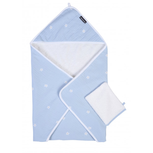 Фото - Рушник-куточок бамбукове дитяче Childhome 80x80 Flower Blue (CCBCMBF)