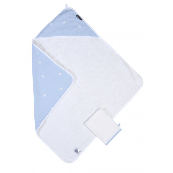 Фото - Рушник-куточок бамбукове дитяче Childhome 80x80 Flower Blue (CCBCMBF)