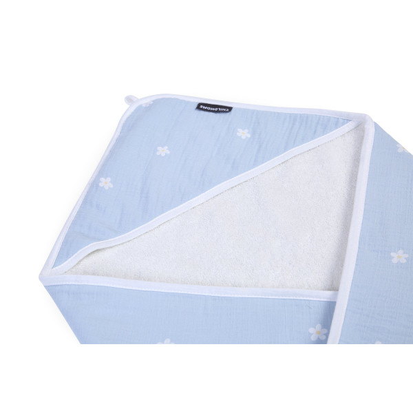 Фото - Рушник-куточок бамбукове дитяче Childhome 80x80 Flower Blue (CCBCMBF)
