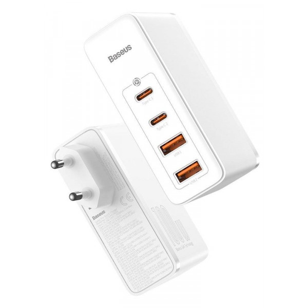 Фото - Мережевий зарядний пристрій Baseus GaN2 Pro Quick Charger 2C+2U 100W EU White (CCGAN2P-L02)