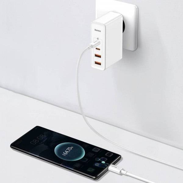 Фото - Мережевий зарядний пристрій Baseus GaN2 Pro Quick Charger 2C+2U 100W EU White (CCGAN2P-L02)