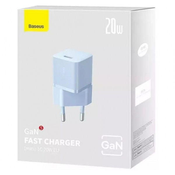 Фото - Мережевий зарядний пристрій Baseus GaN5 FC mini 1C 20W Blue (CCGN050103)