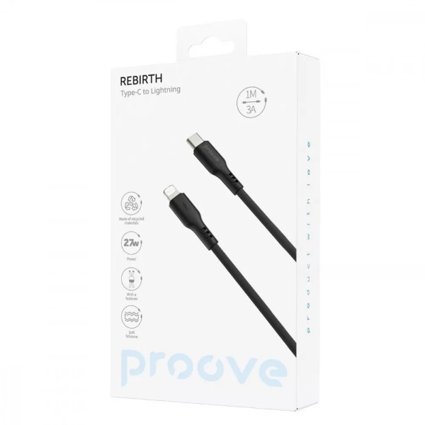 Фото - Кабель Proove Rebirth Type-C to Lightning 3A 1m Black (CCRE60002101)