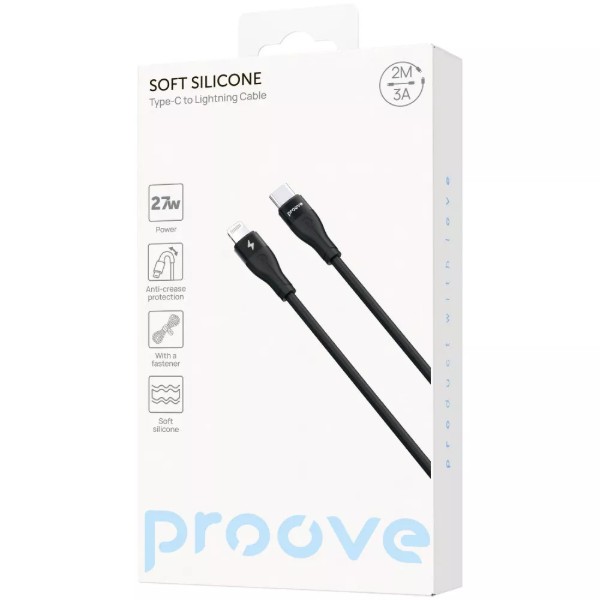 Фото - Кабель Proove Soft Silicone Type-C to Lightning 27W (2m) black (CCSO27002121)