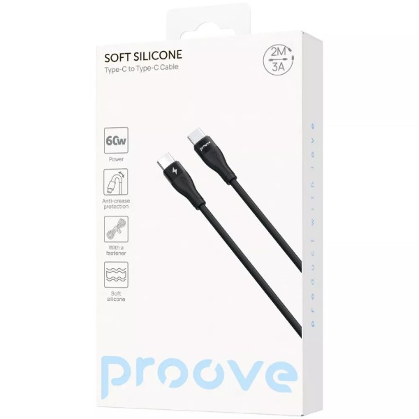 Фото - Кабель Proove Soft Silicone Type-C to Type-C 60W (2m) black (CCSO60002221)