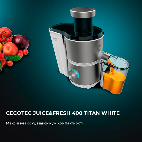 Фото - Соковыжималка центробежная Cecotec Juice & Fresh 400 Titan White (CCTC-04154)