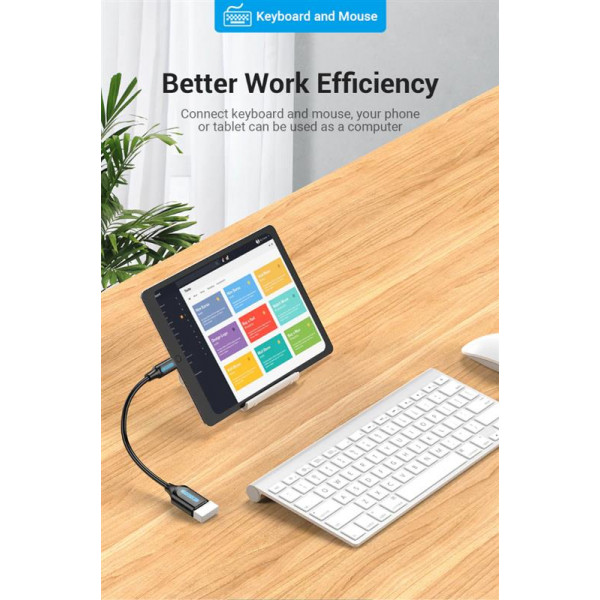 Фото - Кабель синхронізації даних Vention USB 3.1 Type-C - OTG USB3.0 AF 0.15m Black (CCVBB)