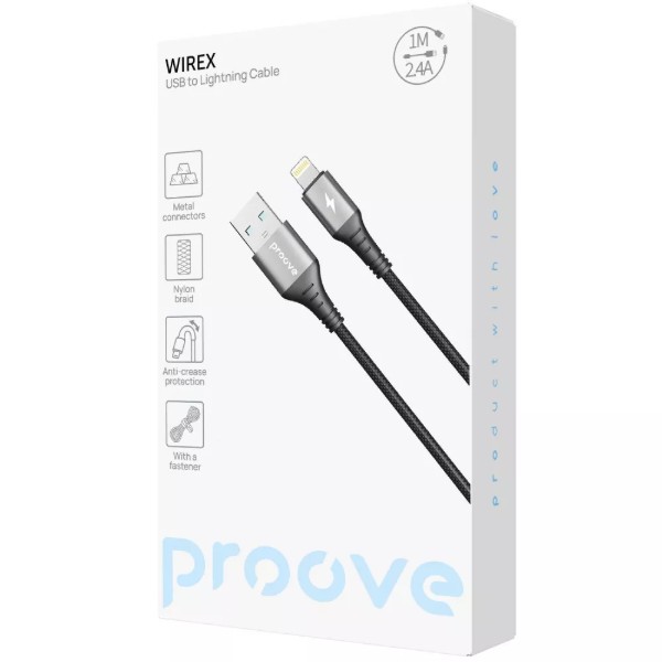 Фото - Кабель Proove WireX USB to Lightning 2.4A 1m Black (CCWX12001201)