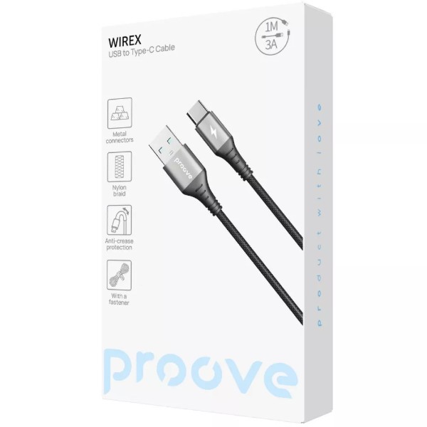 Фото - Кабель Proove WireX USB to Type-C 3A 1m Black (CCWX15001201)
