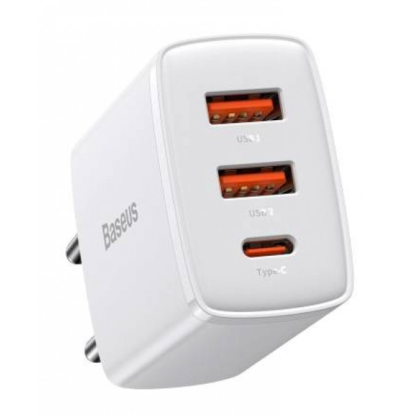 Фото - Мережевий зарядний пристрій Baseus Compact Quick Charger 30W QC+ PD White (CCXJ-E02)