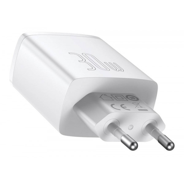 Фото - Мережевий зарядний пристрій Baseus Compact Quick Charger 30W QC+ PD White (CCXJ-E02)