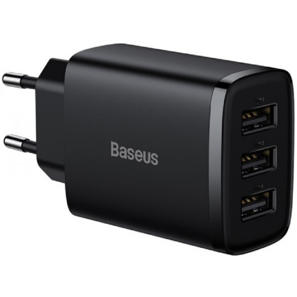 Фото - Сетевое зарядное устройство Baseus Compact 17W 3 USB Black (CCXJ020101)