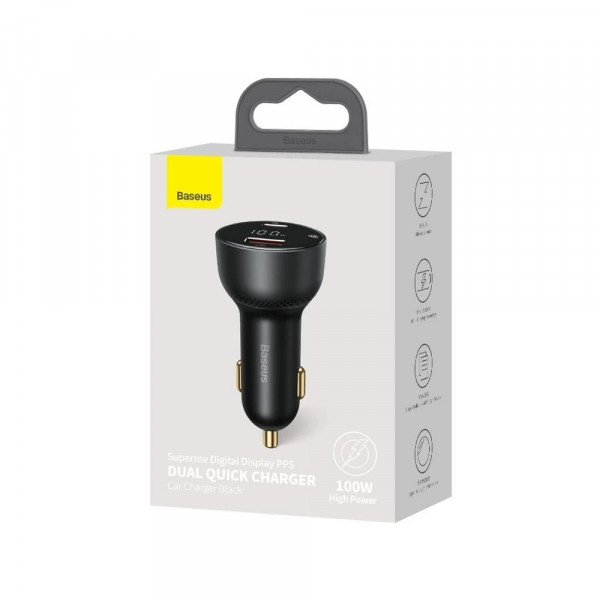 Фото - Автомобільний зарядний пристрій Baseus Superme Digital Display PPS Dual Quick Charger Car Charger (CCZX-01)