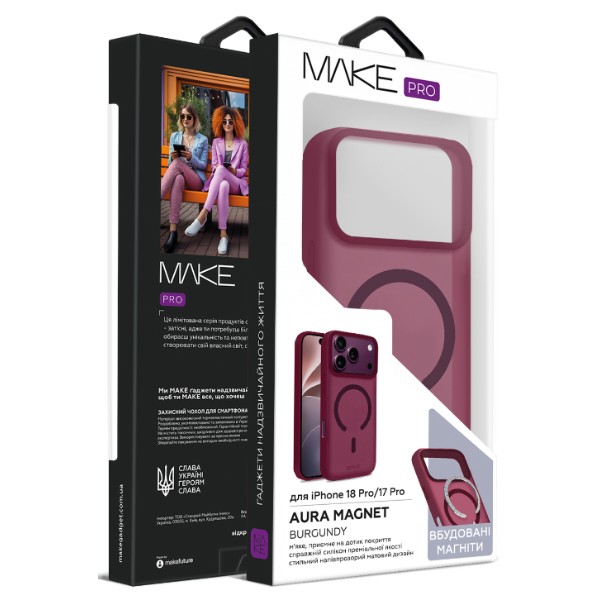 Фото - Чохол для смартфону MAKE Aura Magnet for Apple iPhone 18 Pro/17 Pro Burgundy (MCLAM-AI18P/17PRD)