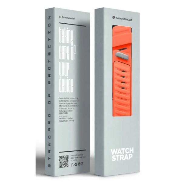 Фото - Ремешок для фитнес-браслета Armorstandart Silicone Tech for Whoop MG Orange with Silver (ARM93103)