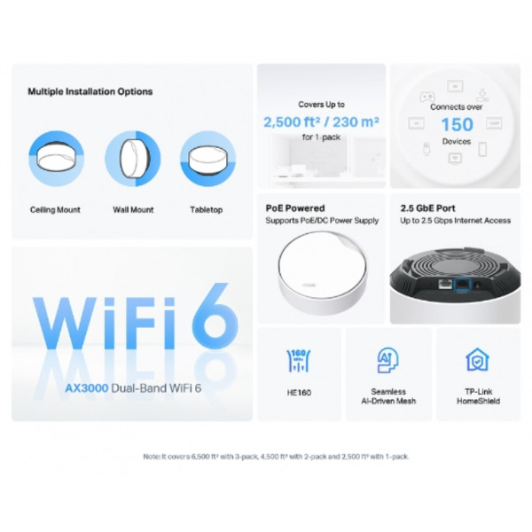 Фото - MESH система WiFi6 TP-Link Deco X50-PoE(1-pack)