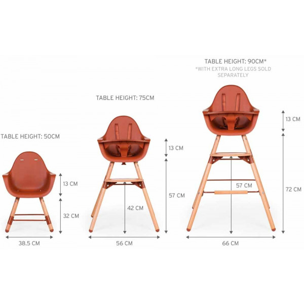 Фото - Стільчик для годування класичний Childhome Evolu 2 Natural/Rust (CHEVOCHRU)