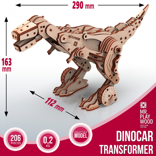 Фото - 3D пазли Mr.Playwood Трансформер Дінокар (10105)