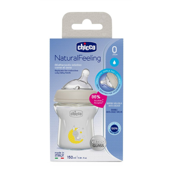 Фото - Пляшка для годування Chicco Natural Feeling 150 мл від 0 м повільний потік (81211.30)