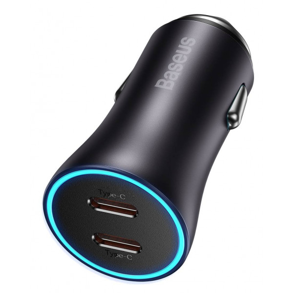Фото - Автомобільний зарядний пристрій Baseus Golden Contactor Pro Dual Fast Charger Car Charger C+C 40W Dark Gray (CGJP000013)