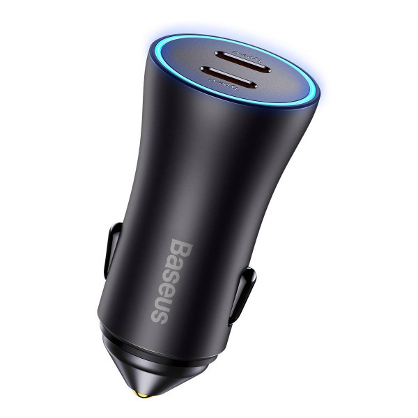 Фото - Автомобільний зарядний пристрій Baseus Golden Contactor Pro Dual Fast Charger Car Charger C+C 40W Dark Gray (CGJP000013)