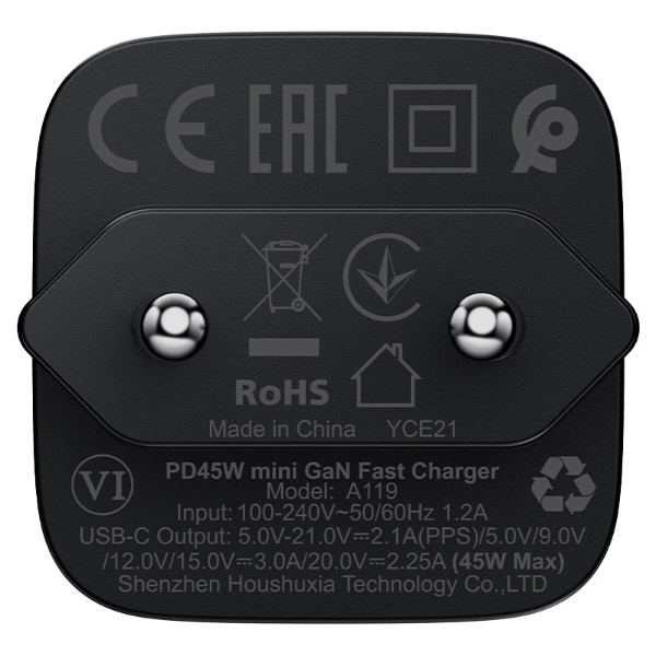 Фото - Сетевое зарядное устройство AceFast 1xUSB-C 45W Gan A119 Fast Charger (6974316285007)