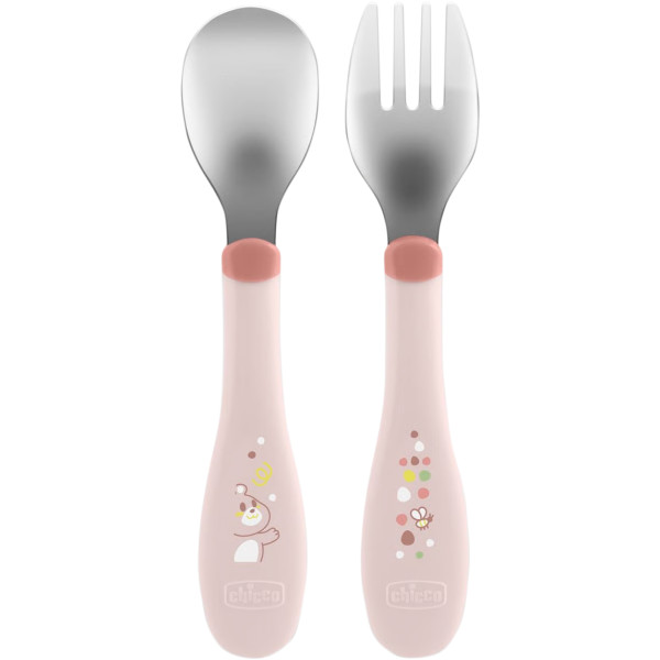 Фото - Набір дитячих столових приборів для малюка Chicco з нержавіючої сталі 18М+ дівчинка (16102.15) Фото - Набір дитячих столових приборів для малюка Chicco з нержавіючої сталі 18М+ дівчинка (16102.15)
