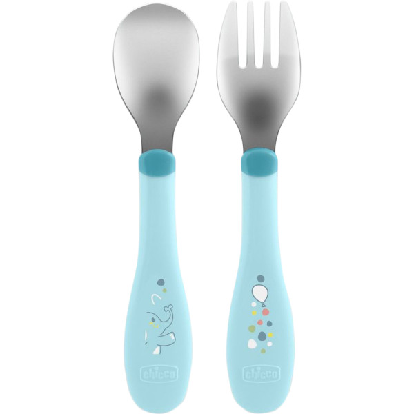 Фото - Набір дитячих столових приборів для малюка Chicco з нержавіючої сталі 18М+ хлопчик (16102.25) Фото - Набір дитячих столових приборів для малюка Chicco з нержавіючої сталі 18М+ хлопчик (16102.25)