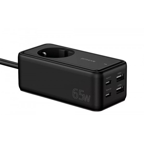 Фото - Мережевий фільтр Proove Power Strip Homester PD-03 1AC 65W 2 Type-C + 2USB Black (479280001)