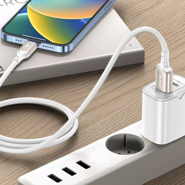 Фото - Кабель синхронизації даних Proove Flex Metal Lightning 2.4A 1m White (CCFM20001102)