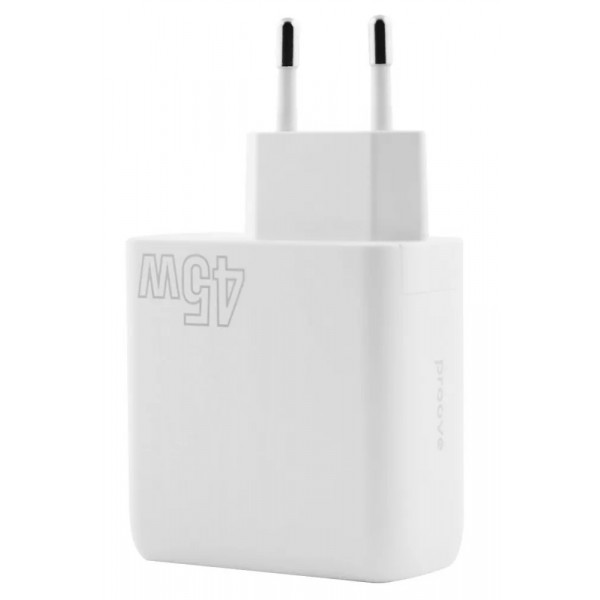 Фото - Мережевий зарядний пристрій Proove Silicone Power 45W (Type-C + USB) White