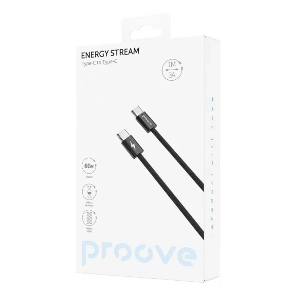 Фото - Кабель Proove Energy Stream Type-C to Type-C 60W 1m Black (CCES60002201)