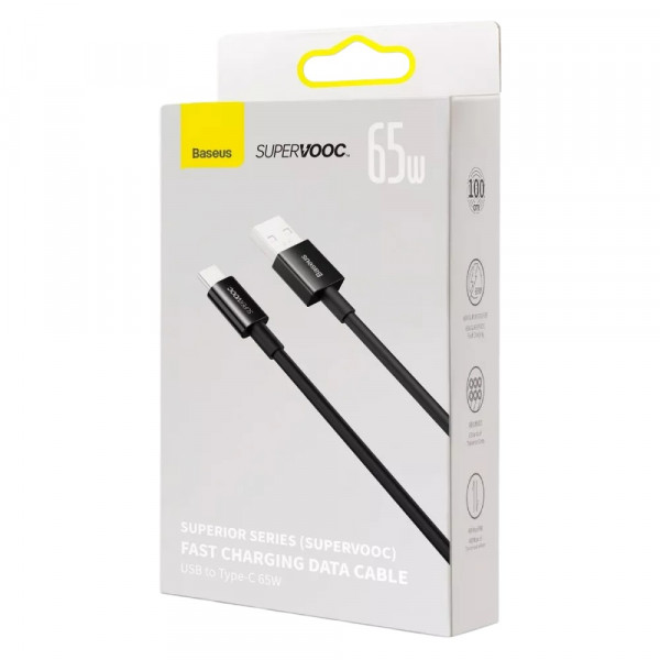 Фото - Кабель Baseus Superior Series Fast Charging Data Cable USB to Type-C 65W SUPERVOOC 1 m Black (CAYS000901)