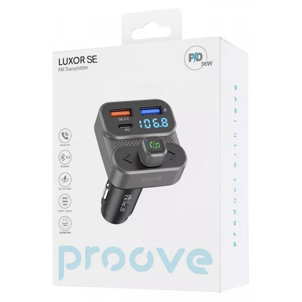 Фото - FM модулятор Proove Launcher Luxor SE 36W (PD+QC3.0) Type-C+USB (FMLX20120003)
